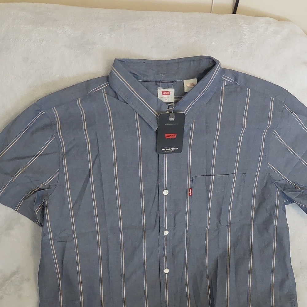 Levi's Blue Casual Button Down Shirt with Stripes